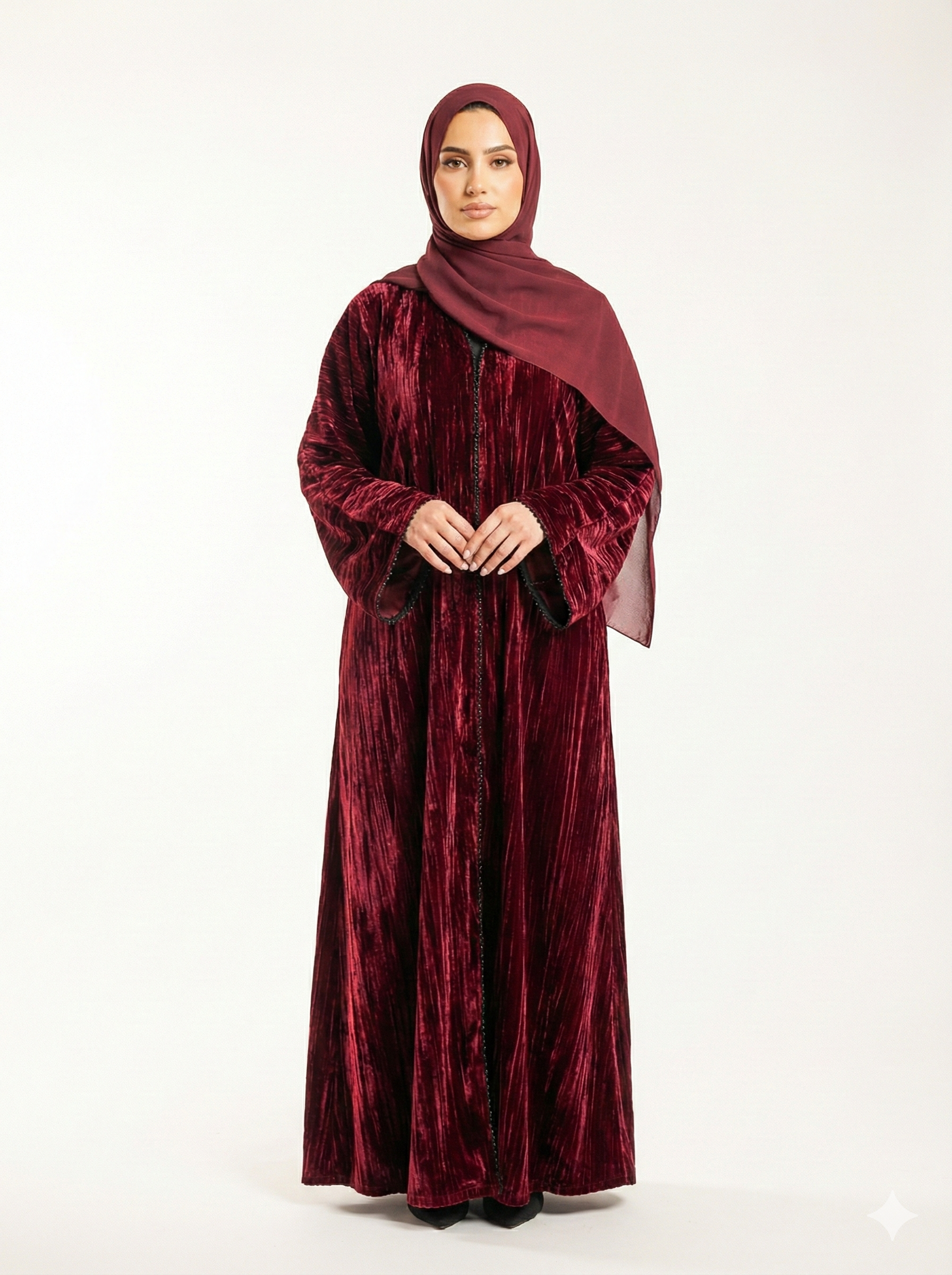 Burgundy Velvet Grace Abaya