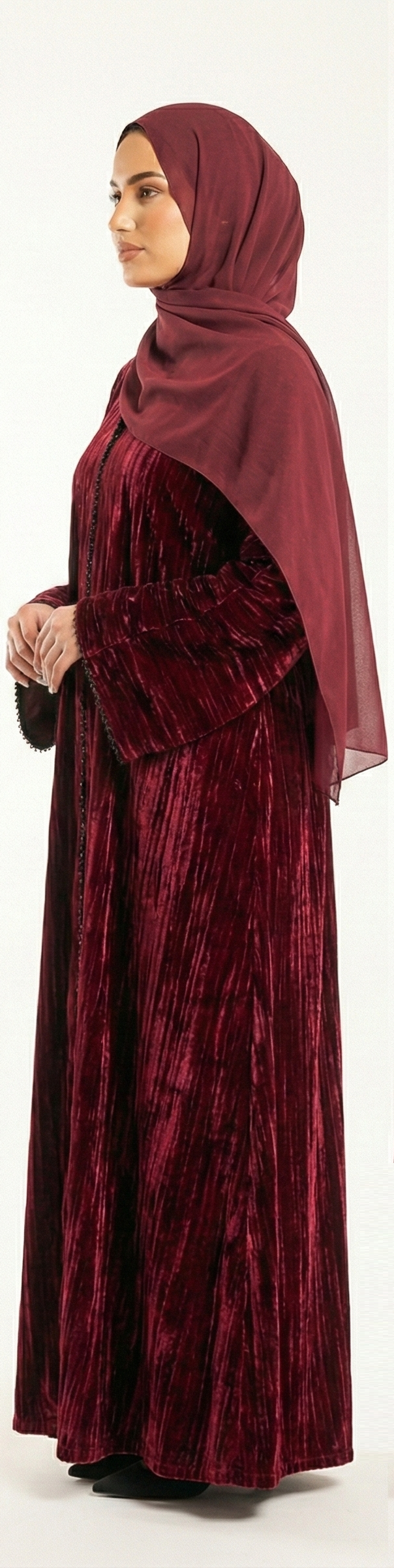 Burgundy Velvet Grace Abaya