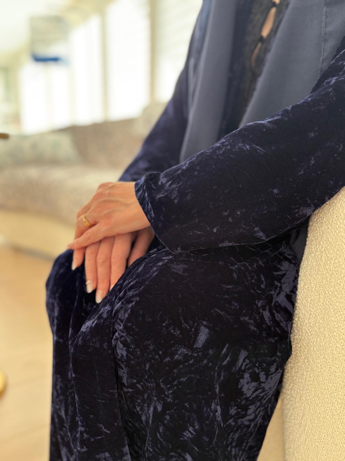 Slate Midnight Velvet Abaya