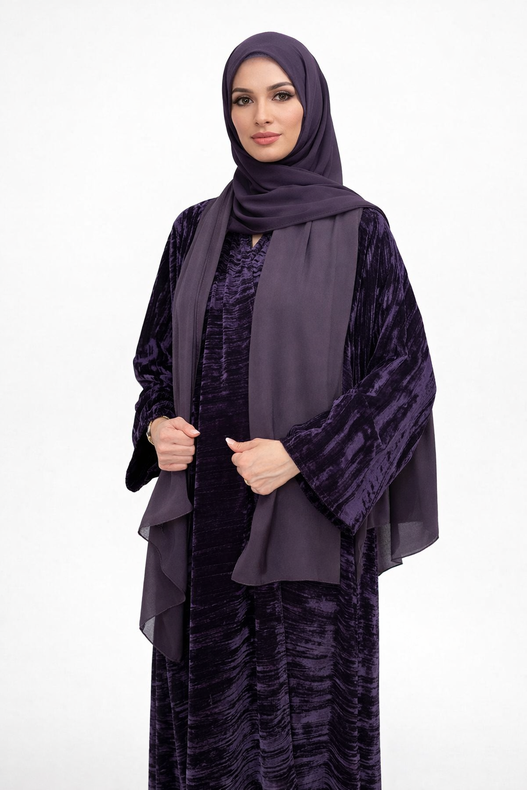 Amethyst Velvet Flow Abaya Set