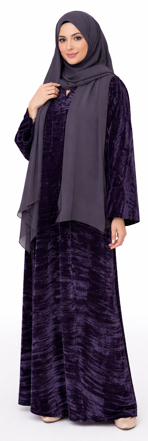 Amethyst Velvet Flow Abaya Set