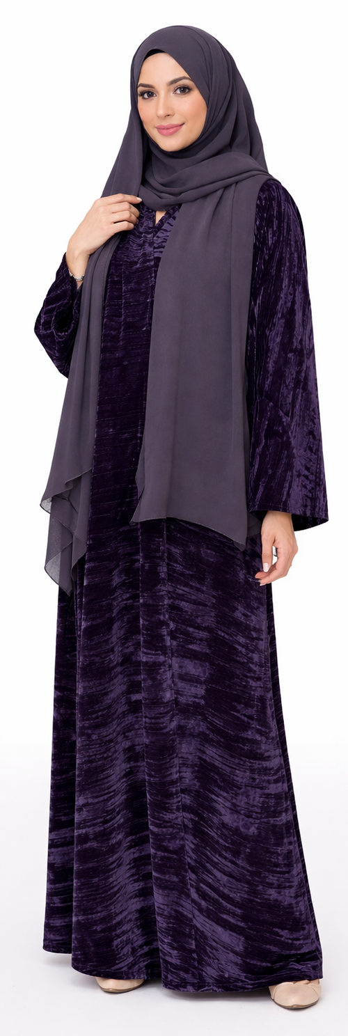 Amethyst Velvet Flow Abaya Set