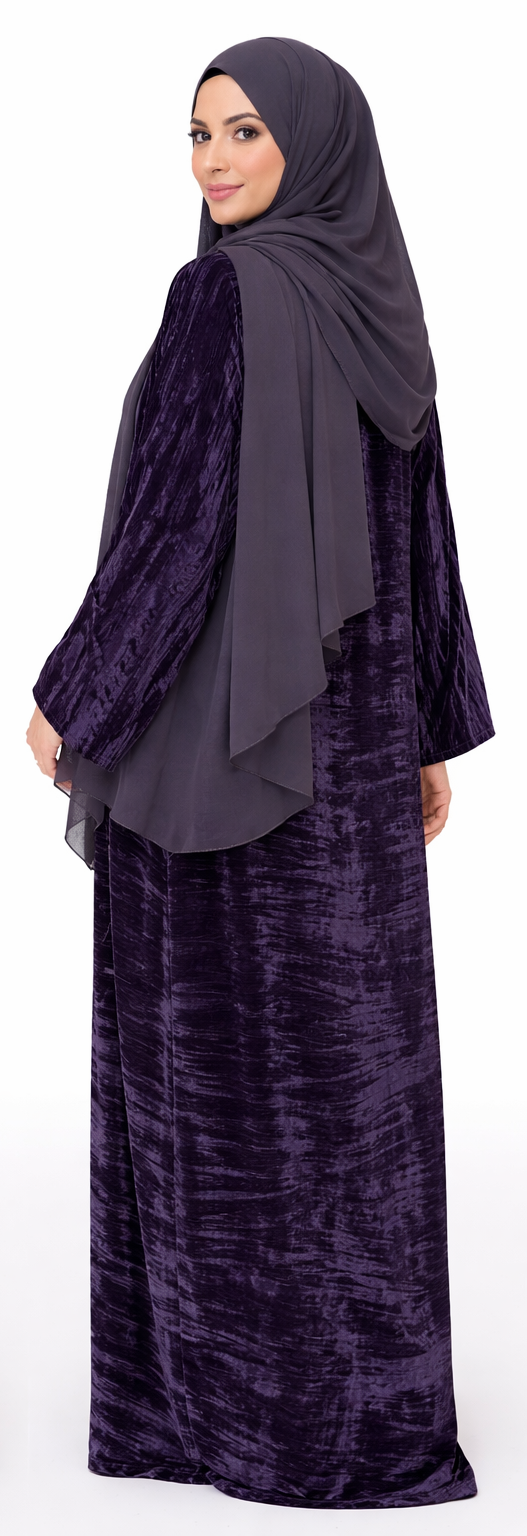 Amethyst Velvet Flow Abaya Set