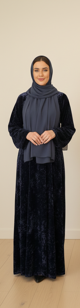 Slate Midnight Velvet Abaya